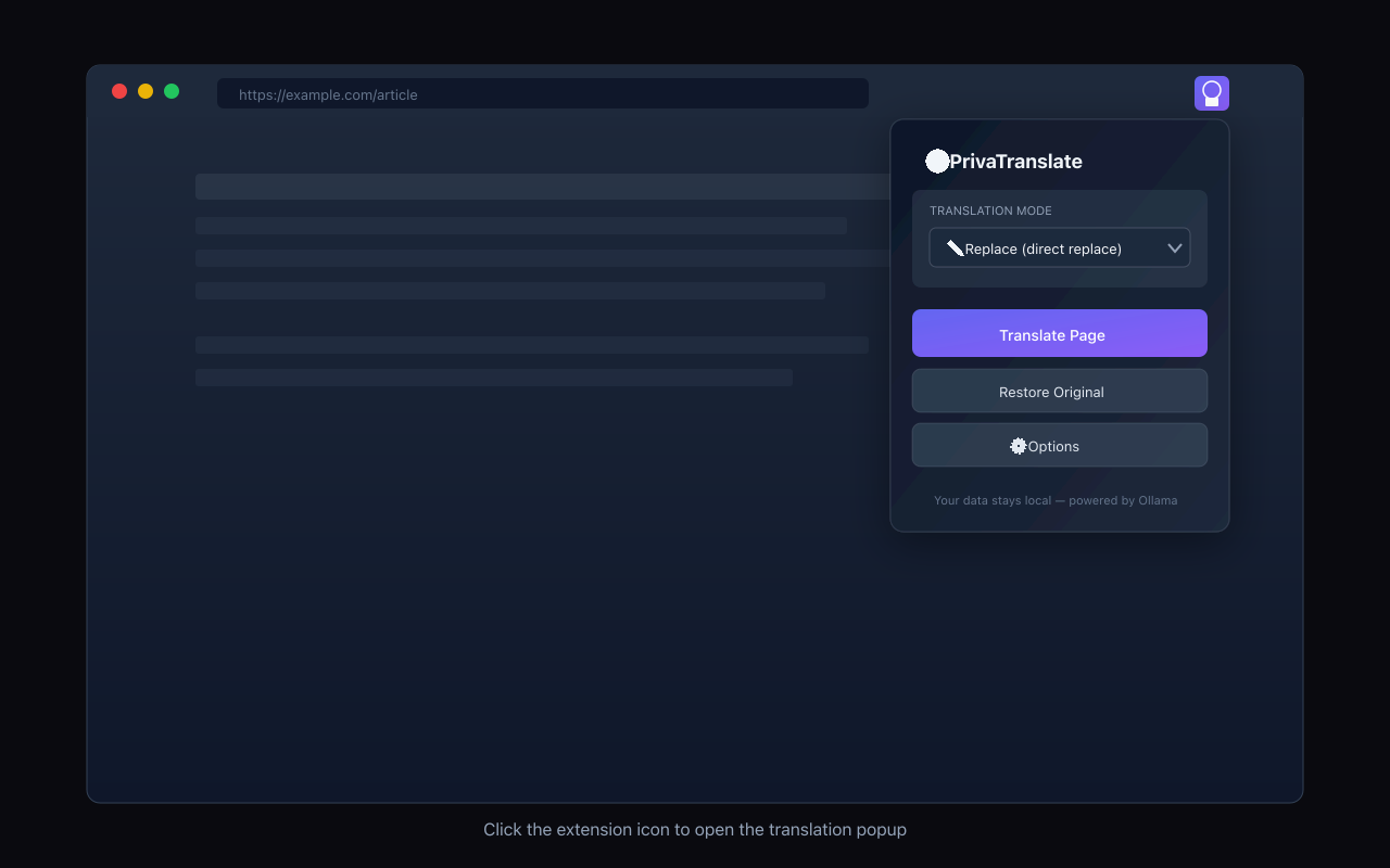 PrivaTranslate Popup Translation