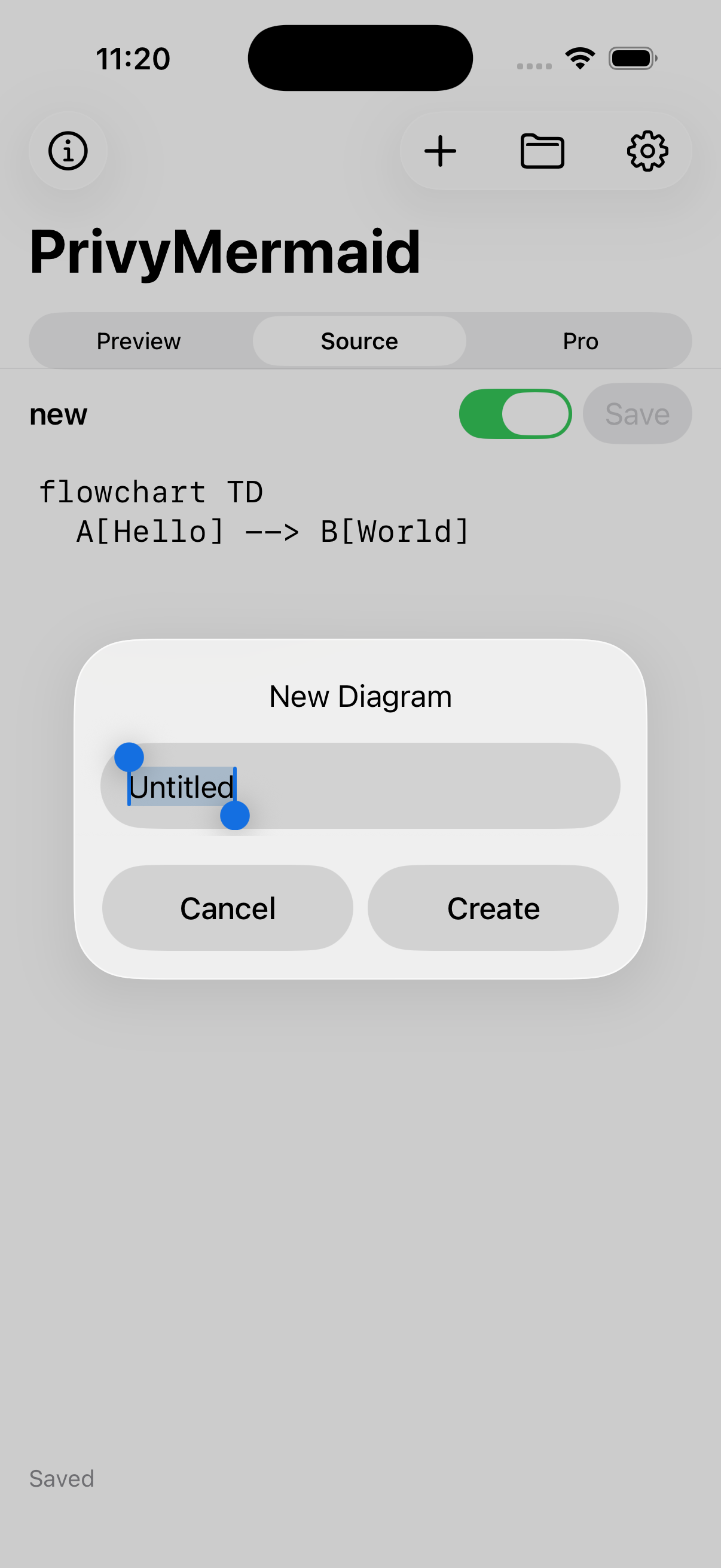PrivyMermaid iOS - New Diagram Creation
